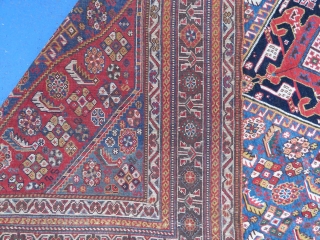 Qashgai Khamseh rug amazing colors super fine and nice condition all original size 8'2''x4'8'' feet ( 2,50x1,46 cm ) Circa 1870-1880            