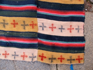 Tibetan flatweave in stripes. ca. 120x100cm. As found.                         
