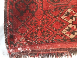 Turkmen carpet "Beshir", long path, very rare, apparently weaved for some palaces, circa 1900, antiques, 85x 560 (cm)
    Knots, warp and weft are blended with hand-spun and goat hair.  ...