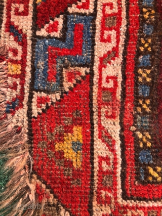 antique carpet.  Uzbek or Kazakh, with small defects along the edges, the pile is well preserved. 110 * 210 cm.            