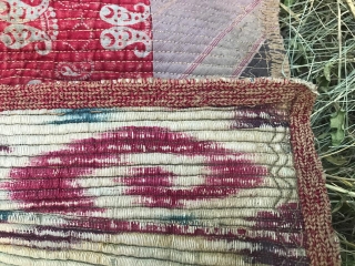 Uzbekistan - Ikat chapan, printed cotton lining - ikat facing. Circa 1900 - 1910                   
