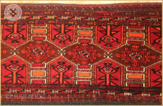RG1151-
Antique Saryk torba circa 1880 wool,cotton and silk symmetric knots on wool foundation
Very good condition
Size : 1.12m x 0.39m  3`8" x 1`3"          