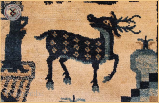 HJ9263-
Antique Chinese rug circa 1890 wool on cotton foundation
Very good condition
Size : 1.10m x 0.57m  3`7" x 1`10"              