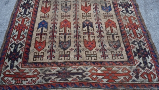 Lovely Antique Baluch rug size is (2'9" x 3'7" ft) good fair condition just shows some wears but no holes, no stains, has been hand washed professionally just recently.    