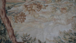Gorgeous Antique handmade French Tapesry Landcape with birds & trees size is 7'2" x 10' ft, wonderful condition.               