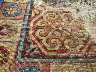 One Fragment, two rugs, interesting border solutions. Khotan oases , early.                      