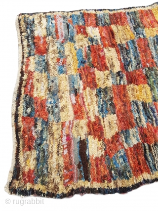 Antique Qashqai Checkerboard Gabbeh Rug
(136x118cm) Long pile.                          