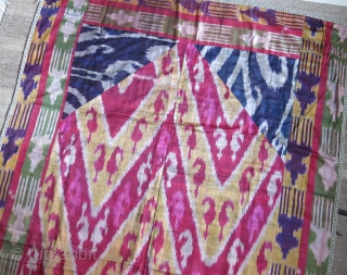 Tajikistan antique Hisari Ikat wall hanging, size 62" X 46 " - 157 cm X 117 cm Contact  vedatkaradag@gmail.com             