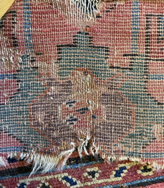 Kurdish carpet fragmant circa  1780 or 1800s size                        