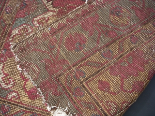 Moghul Palace Carpet Fragment 40 x 43"
I have owned this piece since 1998.  When this piece came out of Tibet, pictures were forwarded to the Hali staff. The initial belief was  ...