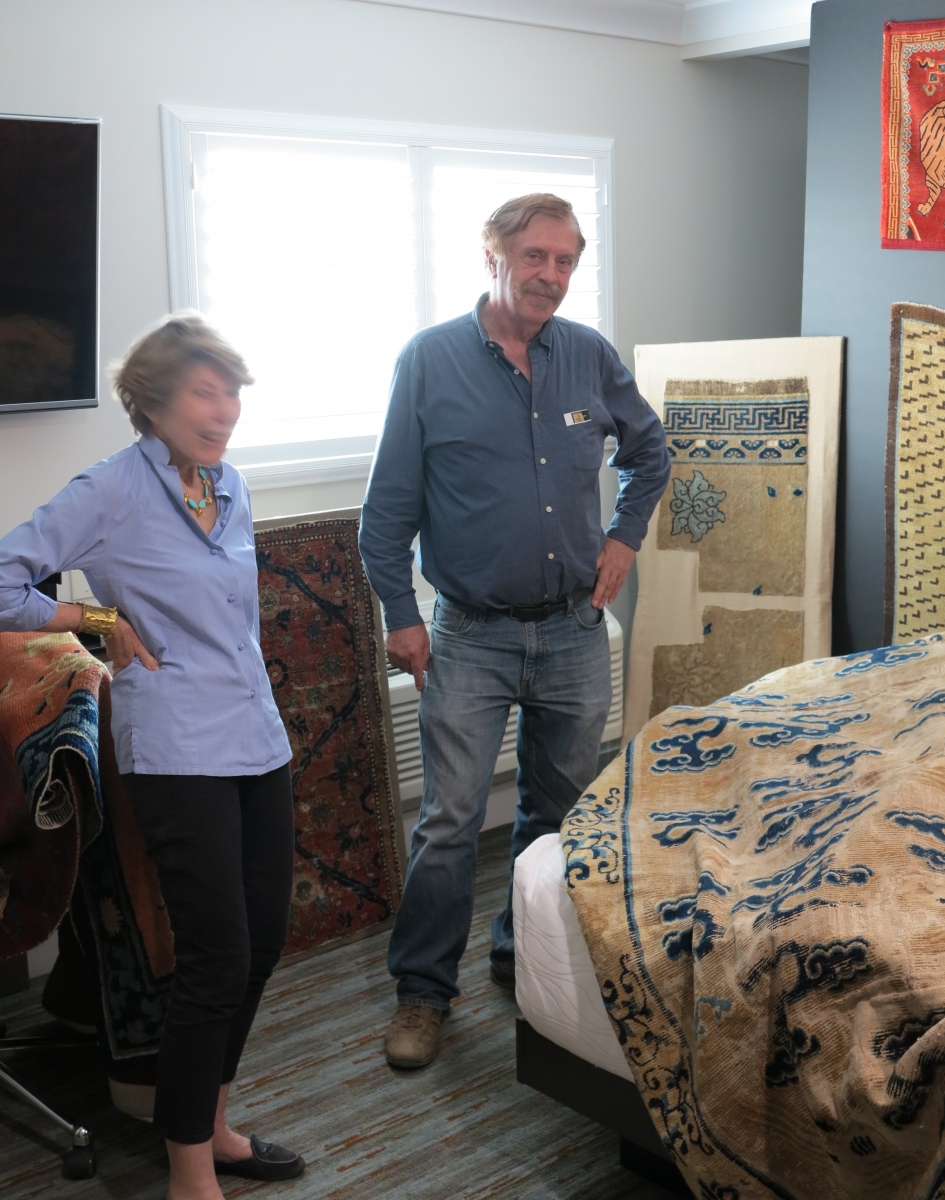 Sandra Whitman with Jim Dixon ARTS Antique Rug and Textile Show, San Francisco 2017