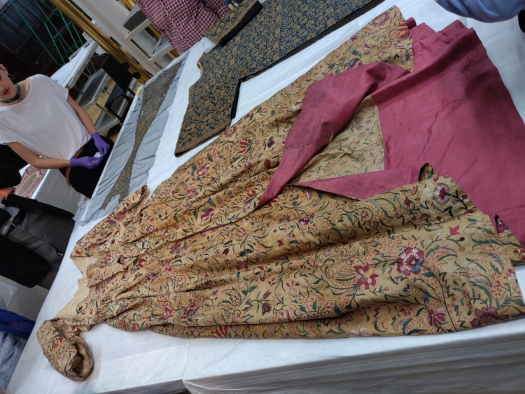 Blythe House, V&amp;A textiles, dress made from embroidered Indian textile
