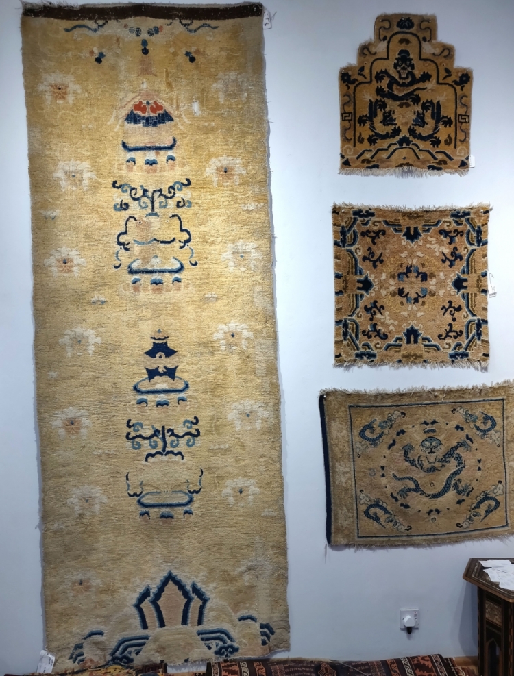 Ningxia Chinese pillar rug and seating squares with Owen Parry