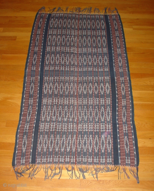 Savu Shawl; Eastern Indonesia: Ikat; Rough Cotton: Deeply saturated dyes. Fine Condition. Mid 20th Century                  