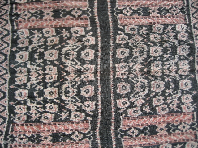 Shawl from Roti island in Eastern Indonesia. Bird and blossom motifs in the field. Soft patina, old colors. VGC. Circa Early 20th century.          