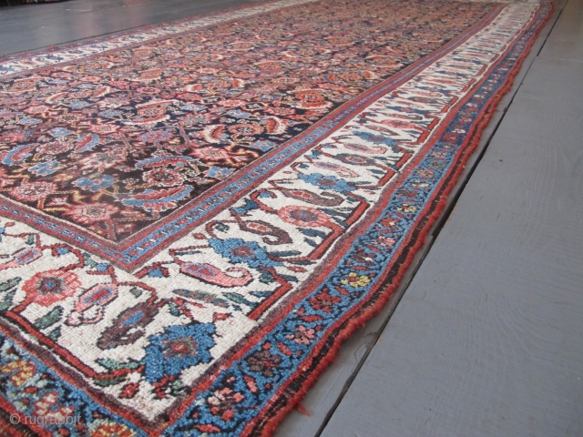 Very nice 19th century Bidjar Kellei, 12ft x 5ft 4 inches (3.65m x 1.65m), wool foundation, delightful colours, including a very nice aubergine, even wear throughout. Sold Thanks.     