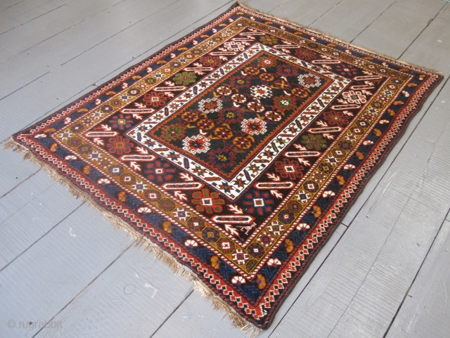 Chi-Chi rug late 19th century, 1.40m x 1.15m. All good dyes, excellent condition.                    