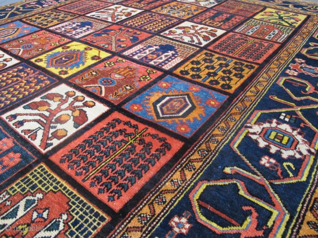 Baktiar Rug with Heshti design, 2.04m x 1.54m, Circa 1890. All natural dyes, good variety to the panels and a very attractive border. This is a very happy rug. Excellent condition.  
