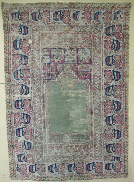 18th century Giordes Prayer Rug, 1.90m x 1.31m, a noble rug with a striking border. In honest condition.               