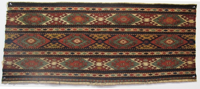 19th century Shahsavan Soumac Panel, 3'6" x 1'6" (106cm x 45cm). Very nice colours                   