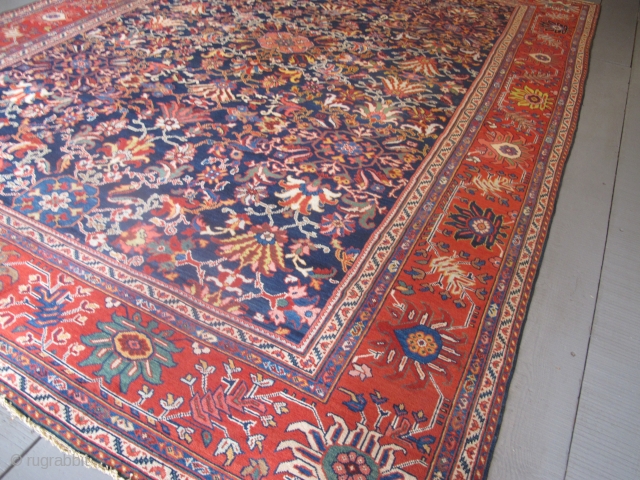 Fine Sultanabad Carpet, 19th century, 3.85m x 2.90m (12'7" x 9'6"), very attractive colours and crisply drawn design. Thin pile and fine quality. Very good condition. Just added to my website www.aaronnejad.com 