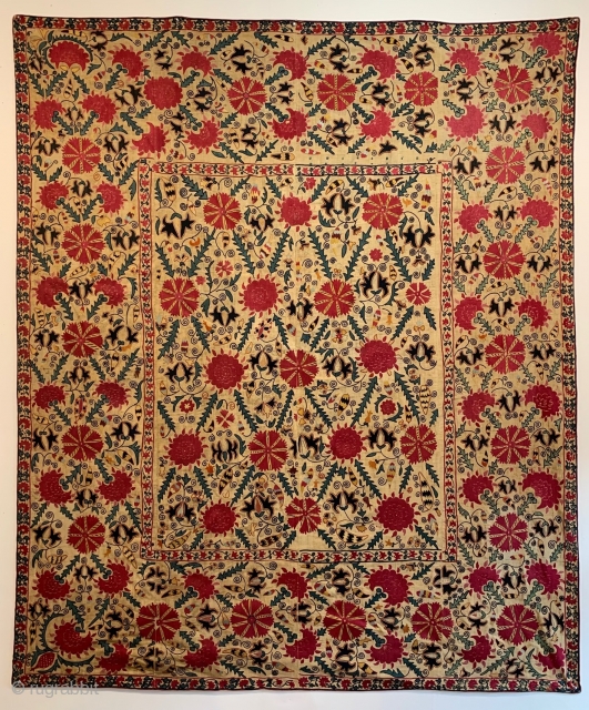 A beautiful Uratube Suzani, circa 1825-1850, 2.08m x 1.74m (6'10" x 5'9") which I shall be exhibiting at LARTA next month. 
The London Antique Rug and Textile Art Fair (LARTA) 21st January  ...