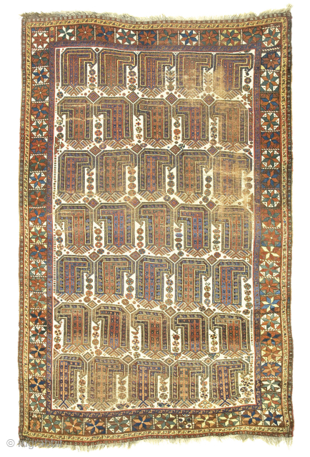 Afshar Boteh rug, First quarter 20th century, 250 x 164 cm. ( 98”x 64,5”)

This rug gives the impression of genuine tribal rugs of naïve design, though the palette has saturated colors that  ...