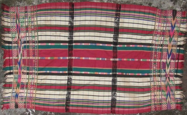 Woman's Blanket from the Chin, Mizo people of Assam or Western Burma. This type of “prestige cloth” would be worn only by married women on ceremonial occasions. Some stains, splits at the  ...