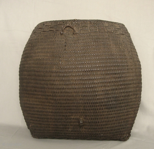 South East Asia: Magnificent all rattan hand woven Rawang “san phi” basket, from the remote Putao area, Northern Burma near the Tibetan border. This one is quite old circa 50- 80 years,  ...