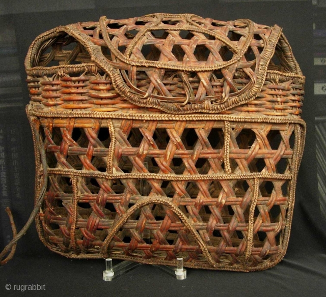 Naxi Basket: Rare (one of a kind), semi antique basket from the Naxi/Nakhi ethnic group in Yunnan province. I purchased this in 2001 at local market in Lijiang (now a UNESCO heritage  ...