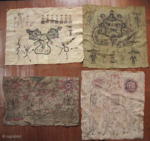 Yao Shaman’s Cloths

Chinese- enigmatic ensemble of four old Yao painted cloth items. According to Jess Pourret’s book, The Yao, these were either used for wrapping sacred Taoist texts or as talismans i.e.  ...