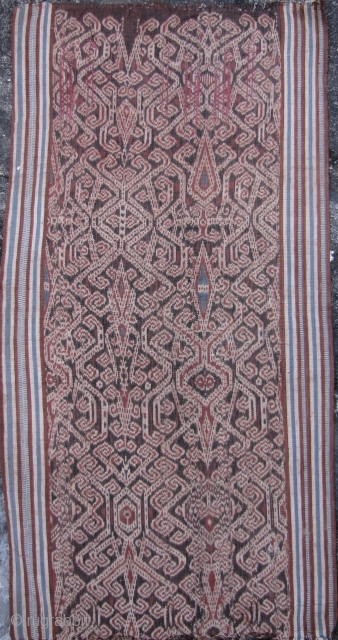 Iban Bidang: Good Iban woman’s (kain kebat)skirt with “eyes of the green pigeon” pattern and hawks flying above the forest canopy, circa 1920s, composed of all natural dyes and handspun thread. There  ...