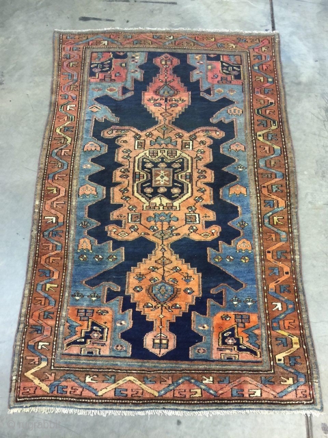 Beautiful Antique Persian rug from the 1940s measuring 4'3" x 6'8". The design is called Zanjan and it has a great color combination. Rug is in Perfect condition ready to be used.  ...