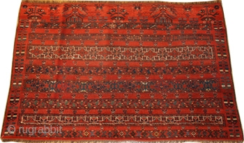 Wonderful Ersari Beschir Tschowal with striped design.
Archaique tree-of-life in elem, great colours, good condition.
19 century, size: 148 x 119 cm.

Price: on request. More information www.adil-besim.at        