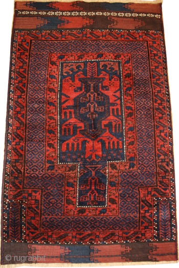 Smart, little Beludj Timuri prayer-rug with original kilims on both sides,
soft and silky wool, great colours, perfect condition, no restaurations.
Around 1910, size: 110 x 68 cm.

Price: EUR 1.450,--. More information www.adil-besim.at  