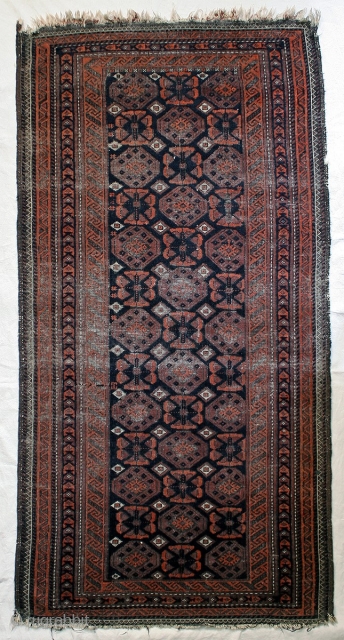 Old Balouchi rug, size: 170x90 cm some parts has been worn.                      