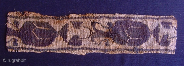 item # 1007
Size 19.5 X 5 CM
Coptic textile, 2th- 7thC Egypt,
One of 52 pieces will be offered as one collection. Mostly framed professionally on an acid free backing, some unframed yet. 
 