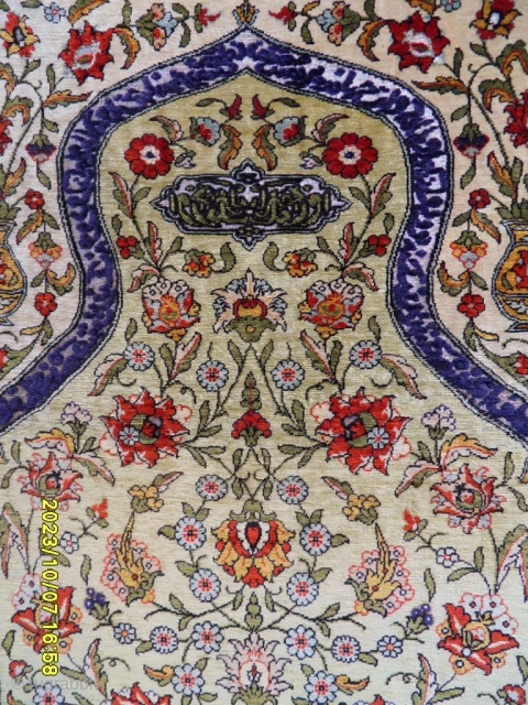 Antique Hereke Silk Carpet 
Size: 88x59 cm.                          