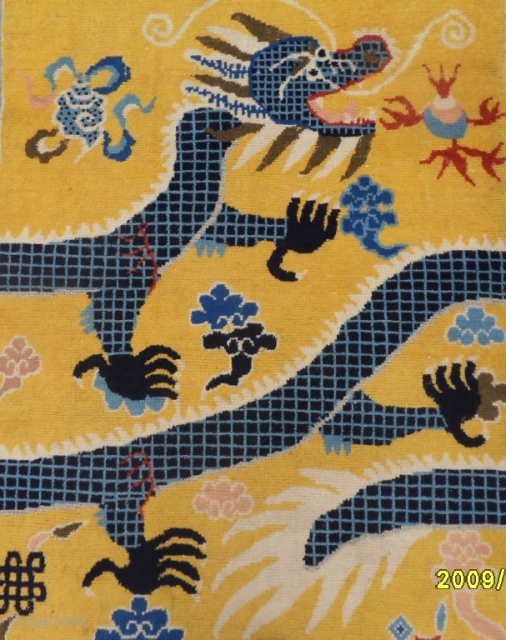 Old Ningxia Chinese Dragon Rug Size: 227 x 92 cm. mail : makifhali@yahoo.com