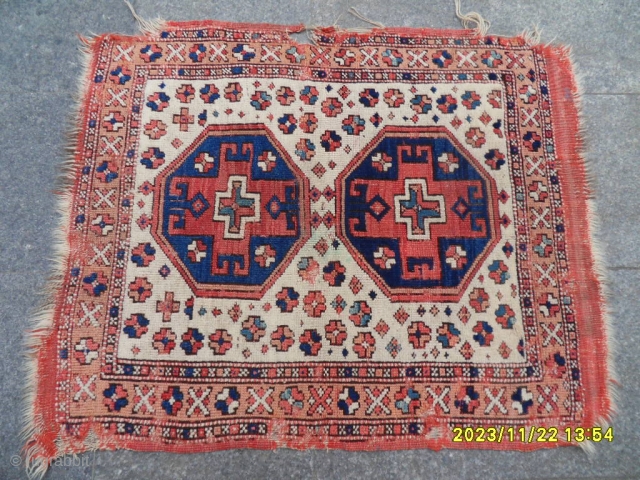Antique Anatolian Bergama Carpet Size: 102x91 cm.                          