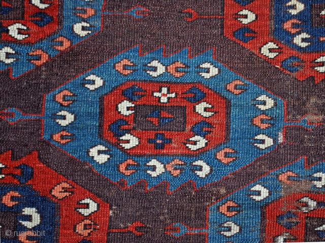 Antique Yomut Turkmen, around 1800 or earlier, "C" Gul pattern, 176 x 288 cm. evenly low with few worn areas, untouched, no repairs! Interesting price.        