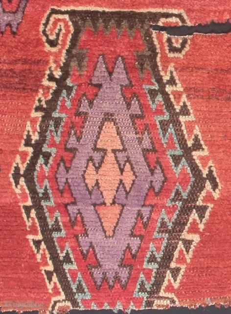 Detail of an antique Sarkisla pile rug fragment from eastern Anatolia
                      
