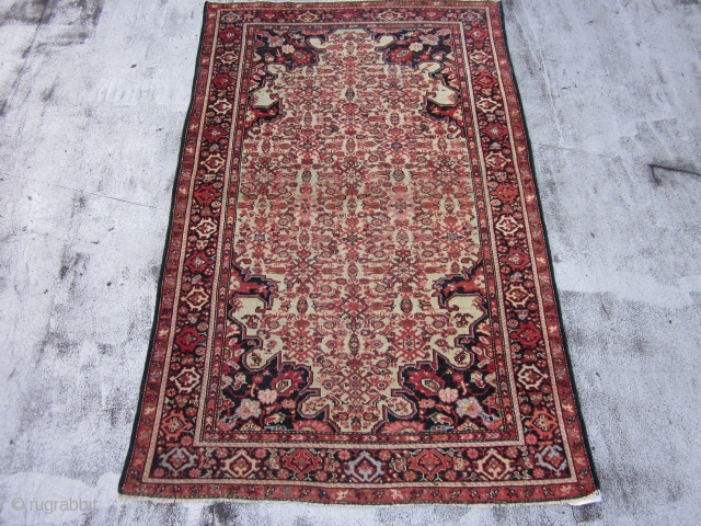 Antique Malayer Scatter Rug , 6.6 x 4.1

This is a very well made Malayer rug with an ivory cartouche shaped field closely covered by a detailed Herati pattern.Unusually there is no medallion.The  ...