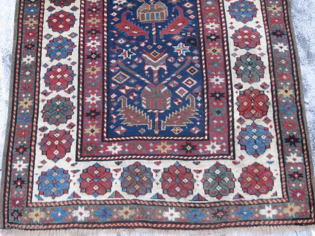 Antique Talish Style Long Rug,Probably SE Caucasus , Last Quarter 19th Century , 7.3 x 3.9
A beautiful bottle green outer border in the star & bar design frames this Talish style long  ...