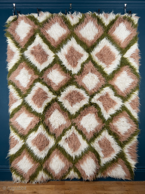 Large Mid Century Tulu Sleeping Carpet
Exceptionally decorative, deep pile Tulu sleeping carpet, Karapinar, Turkey circa 1960’s. Hand knotted Angora wool pile with a soft felt backing. 220 x 190 cm (86.6 x ...