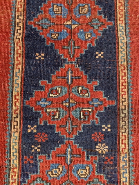 South Caucasian rug, best colors and glossy wool. Colors much better than on this site, will email or app originals. Some lowered pile, sides original but loose. Excellent for display or light  ...