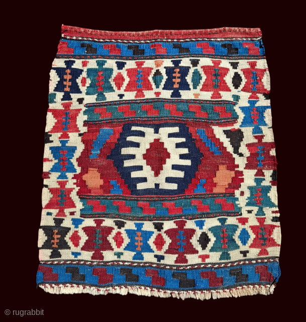 They don't get any better than this. Shahsavan slitweave kilim mafrash panels. Again, the photos on Rugrabbit are dull compared to the ones on my phone.. Small ones size 60 x 53 ...