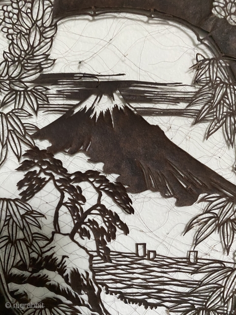 Another Meiji period Katagami stencil, see my other entry for an explanation of it’s use. This one is so finely detailed it is held together by a net of human hair, glued  ...