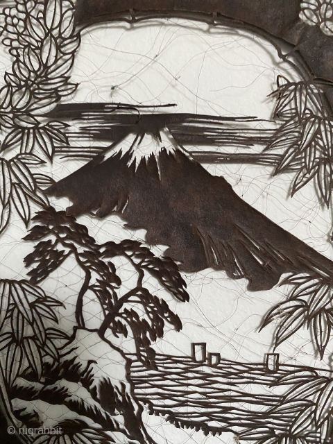 Another Meiji period Katagami stencil, see my other entry for an explanation of it’s use. This one is so finely detailed it is held together by a net of human hair, glued  ...