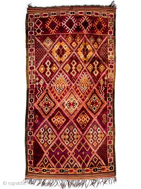    Exceptionally rare mid-20th c Beni Jelidassen (Beni Ouarain confederation) tahlast (sleeping rug.)  This is a rare prestige rug from the Eastern Middle Atlas in Morocco.  Very limited  ...